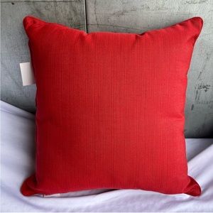 One Sunbrella Bright Red Ribbed Texture Square Outdoor Throw Pillow 17 x 17